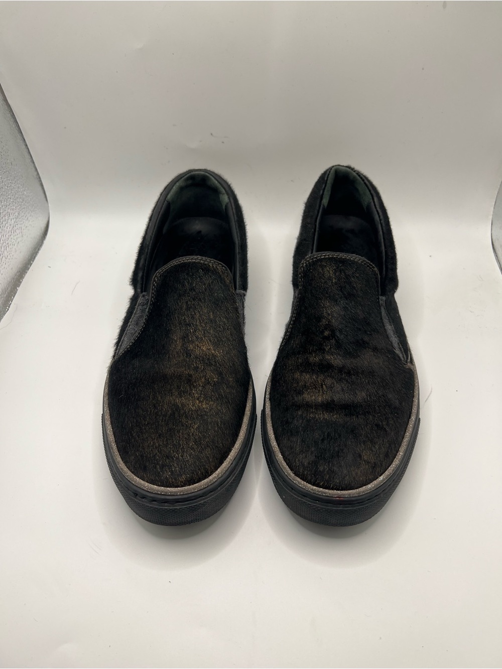 Brunello Cucinelli Black and Brown Ponyhair Slip-On Sneakers